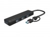 Natec Hub USB-C 4 porty Mayfly czarny + adapter USB-A